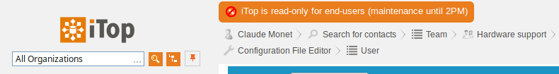 Example of maintenance message