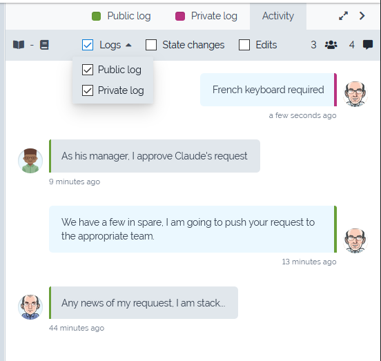 Log history