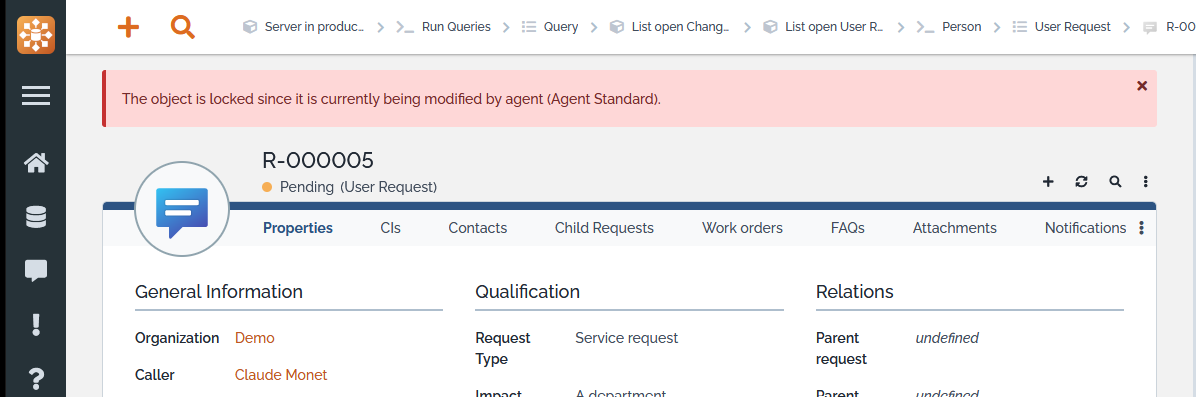 Object locked by another user