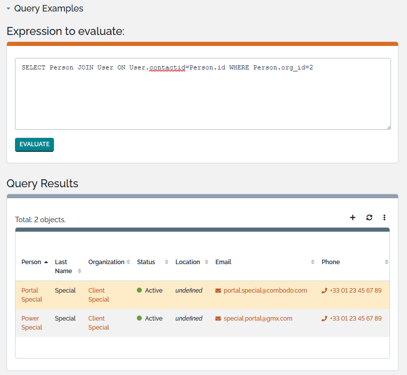 Run Query to test an OQL