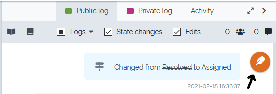 Icon to switch to log edition