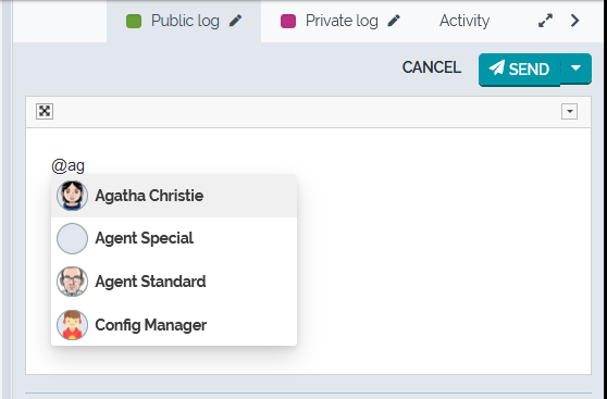 Result of a mention in log