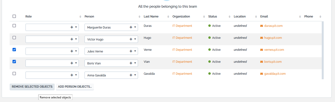 Remove Persons from Team