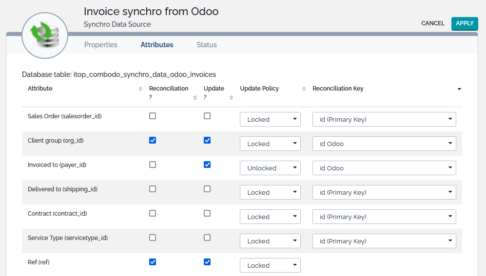  Edit Synchro Data Source Attributes