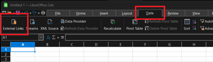 External links Menu in tab UI