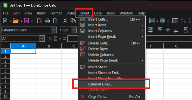 External links Menu in standard UI