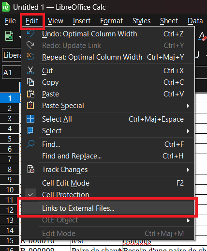 Menu Edit > Links to External files...