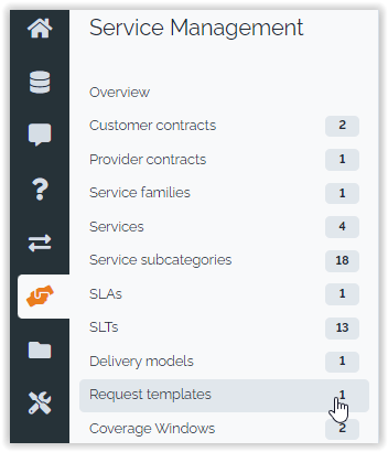  Customized request forms menu