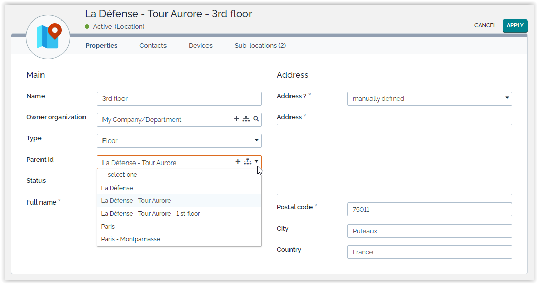 Location Hierarchy editing parent location