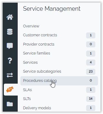 Procedure menu